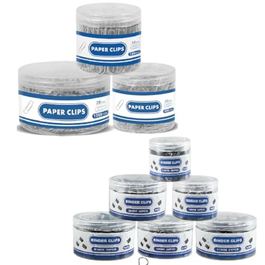 

Скрепки для бумаги разных размеров + Зажимы для папок разных размеров