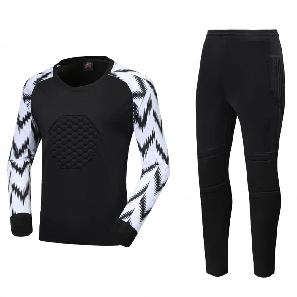 

Kids Men Soccer Goalkeeper Jersey Sets Custom Quick Dry Long Sleeve Sponge Pad Protection Football Doorkeeper Shirt Tracksuit