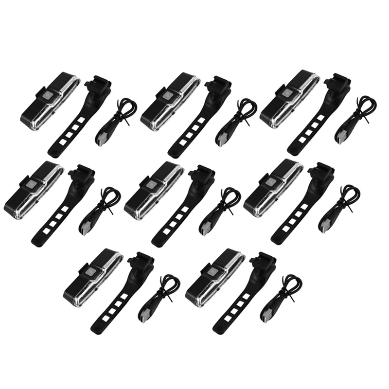 ABVH-8X USB قابلة للشحن الجبهة الخلفية دراجة ضوء بطارية ليثيوم LED الدراجة الضوء الخلفي الأحمر - الأبيض - أزرق فاتح اللون