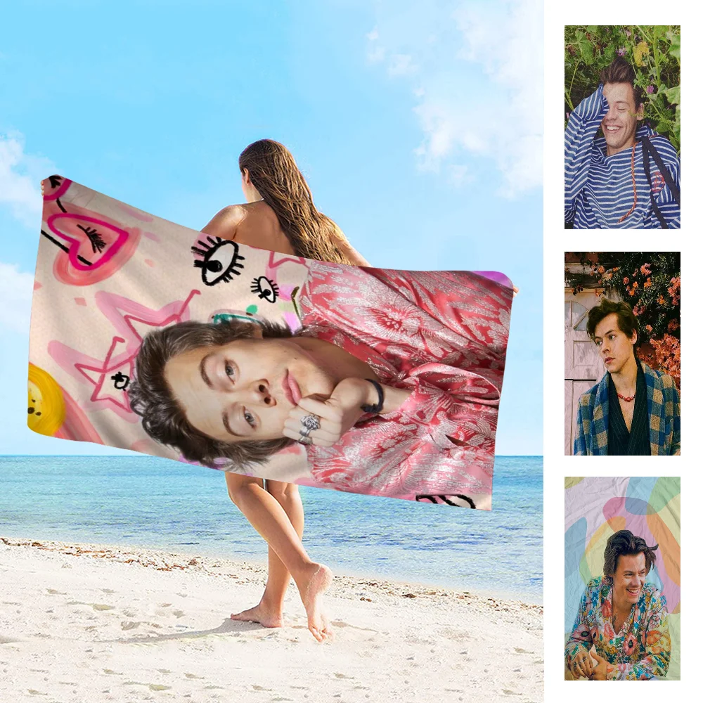 Singer H-Harry Music Styles Microfiber Printed Beach Towel Mountain Climbing Yoga Beach Swimming Running Absorbent Soft Towel