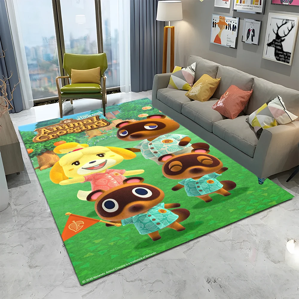 Animal Crossing New Horizons Cartoon Area Rug,Carpet Rug for Living Room Bedroom Sofa Doormat Decor,Kids Play Non-slip Floor Mat