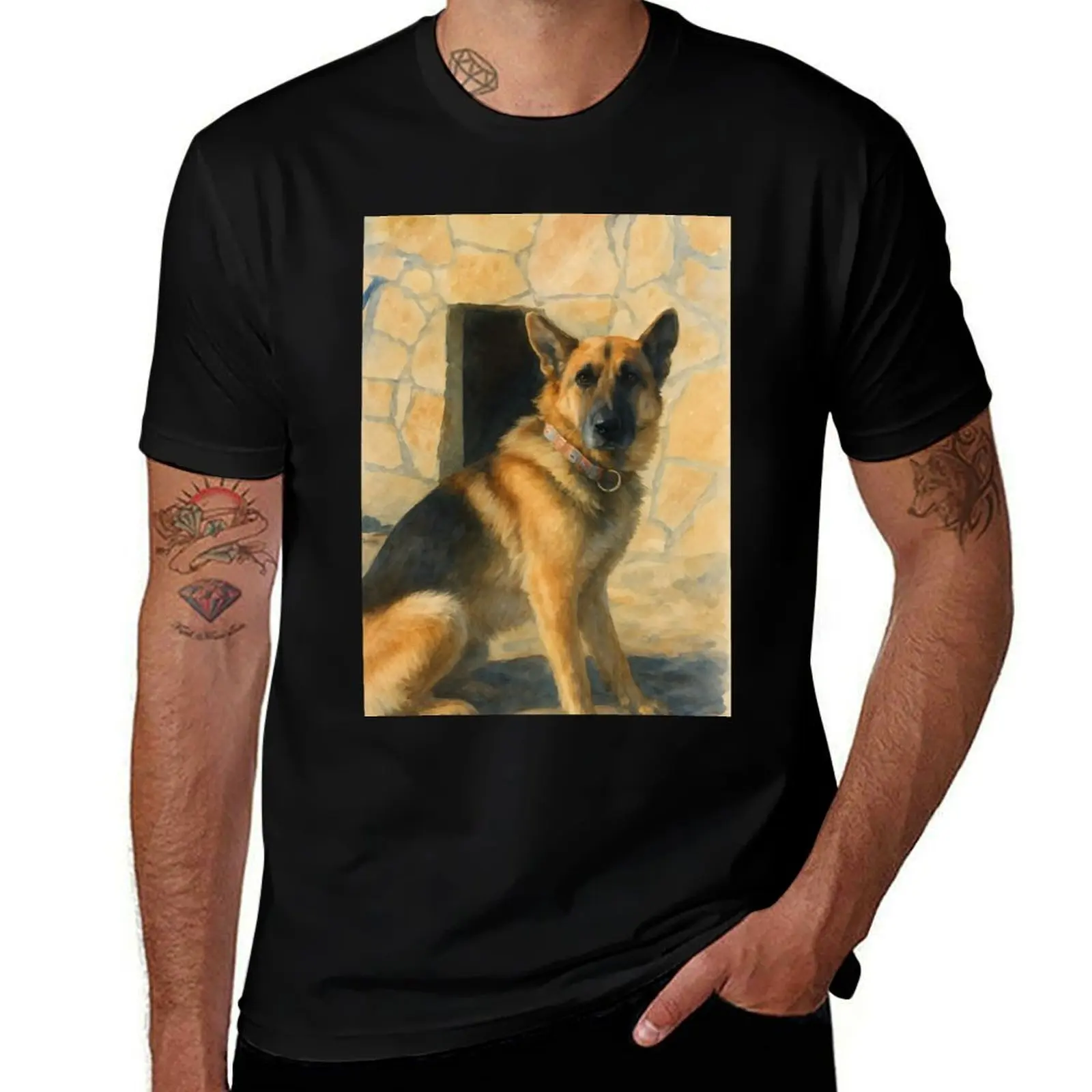 

German Shepherd Watercolor T-Shirt valentines clothes aesthetic clothes mens designer t shirt