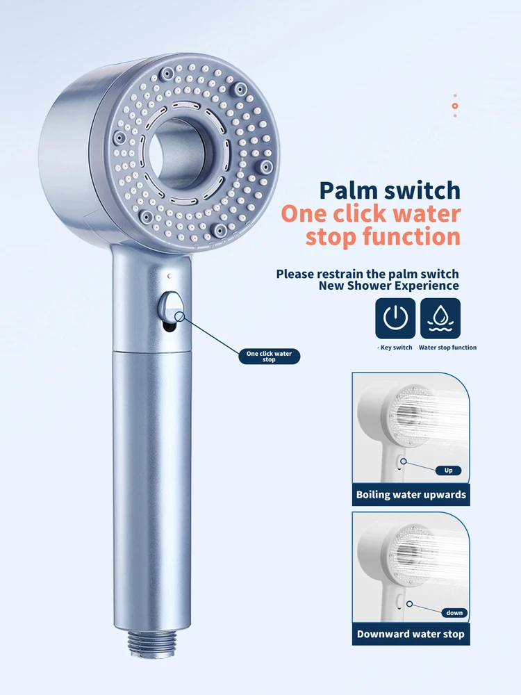 New Style Sky Blue Hand Shower High Pressure Handheld Shower 5 Models Universal Adaptation Bathroom Accessories WB8462