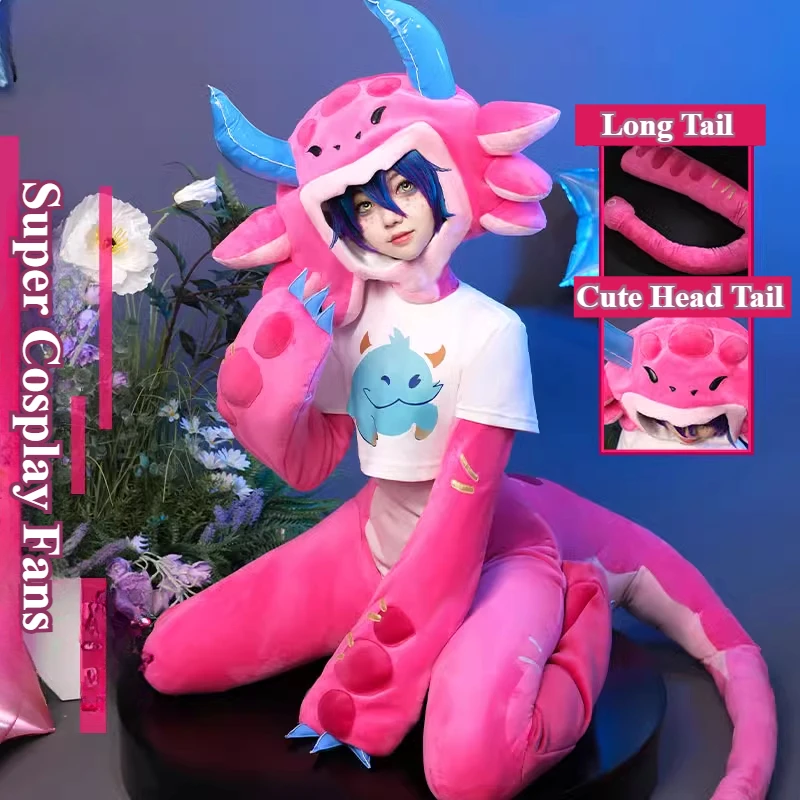 Jeu LOL Neeko Megathread Cosplay Costume femmes Super Cosplay Fans Neeko poupée Costumes rose combinaison couvre-tête queue Costume