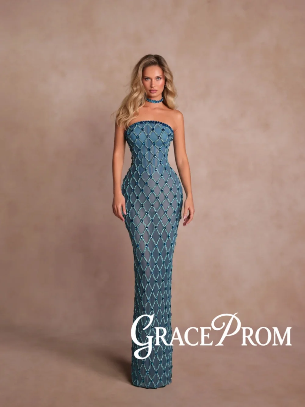Luxurious Shimmering Crystal Evening Dress Patterned Strapless Strapless Wedding Party Gown Customized Elegant Red Carpet Gowns