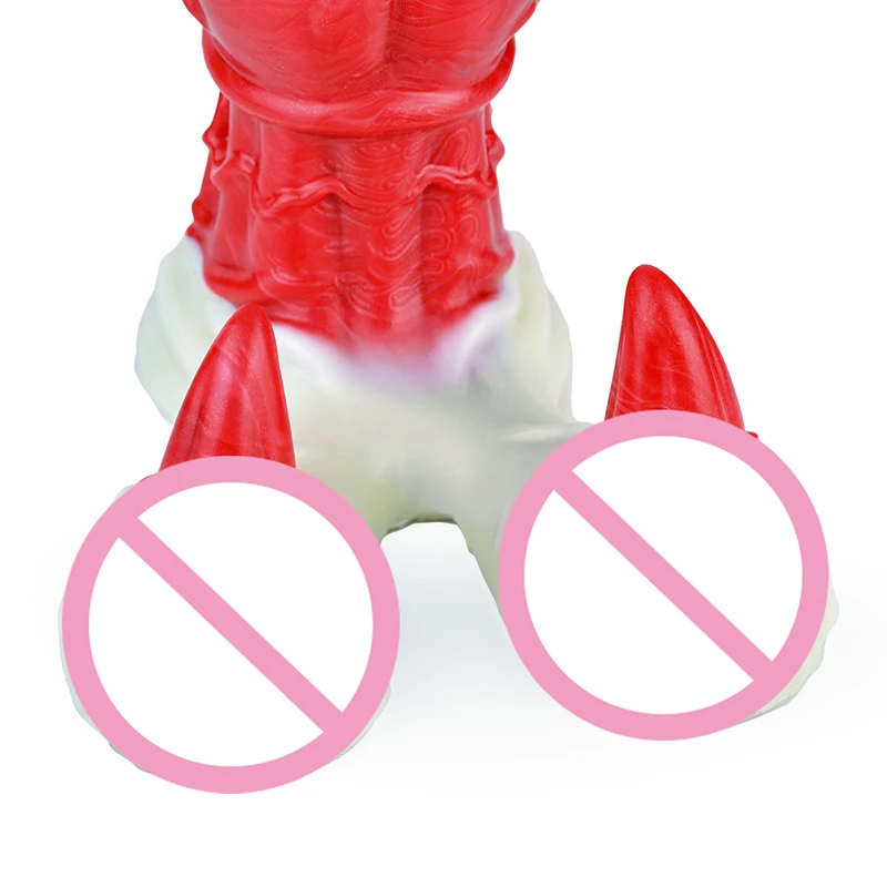 25.5*6.8cm Devil Horn Testis Horse Dildo Monster Penis Fake Dick Big Cock Women Masturbator Adult Sex Toy for Pussy Anal Sexshop image 3