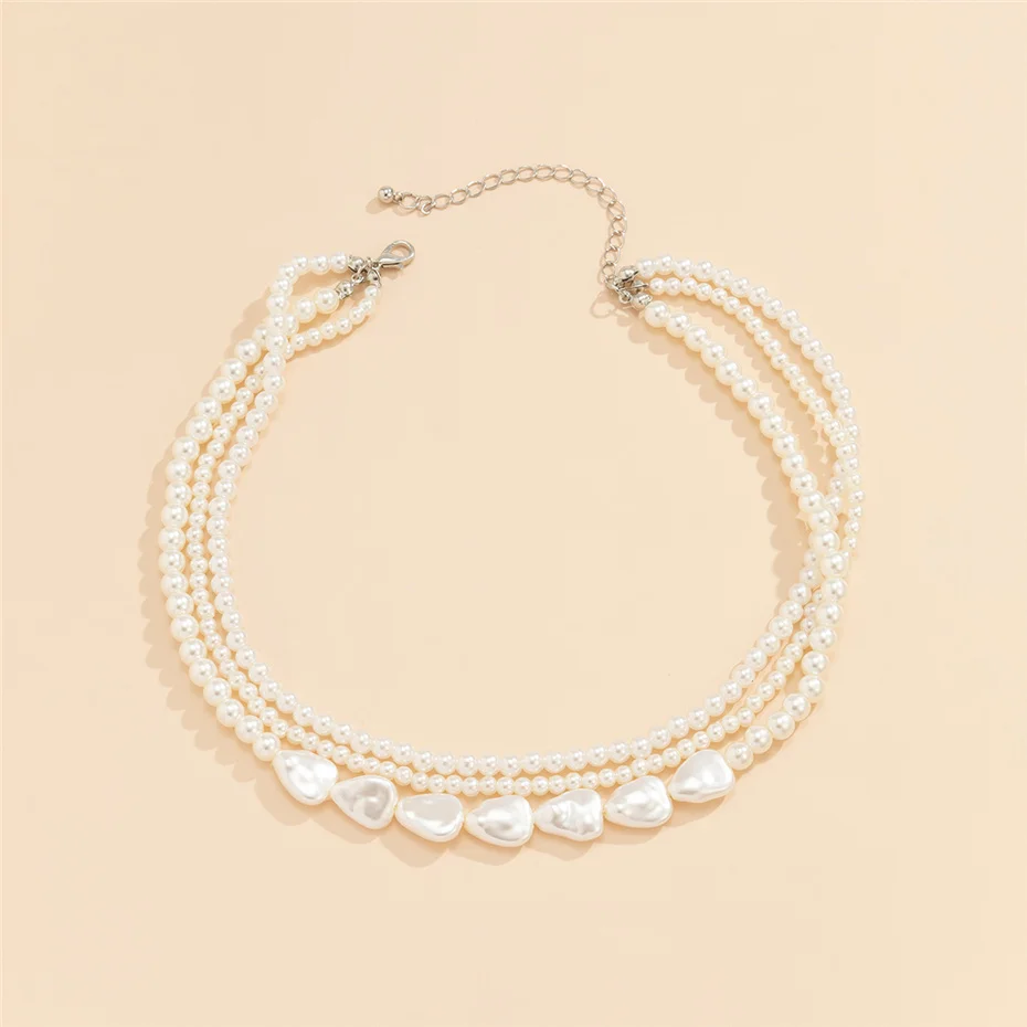 Elegante mehr schicht ige Imitation perlenkette für Frauen Vintage Hochzeit Mode Aussage Halsreif Kragen Schmuck Party Geschenk – Detail 14