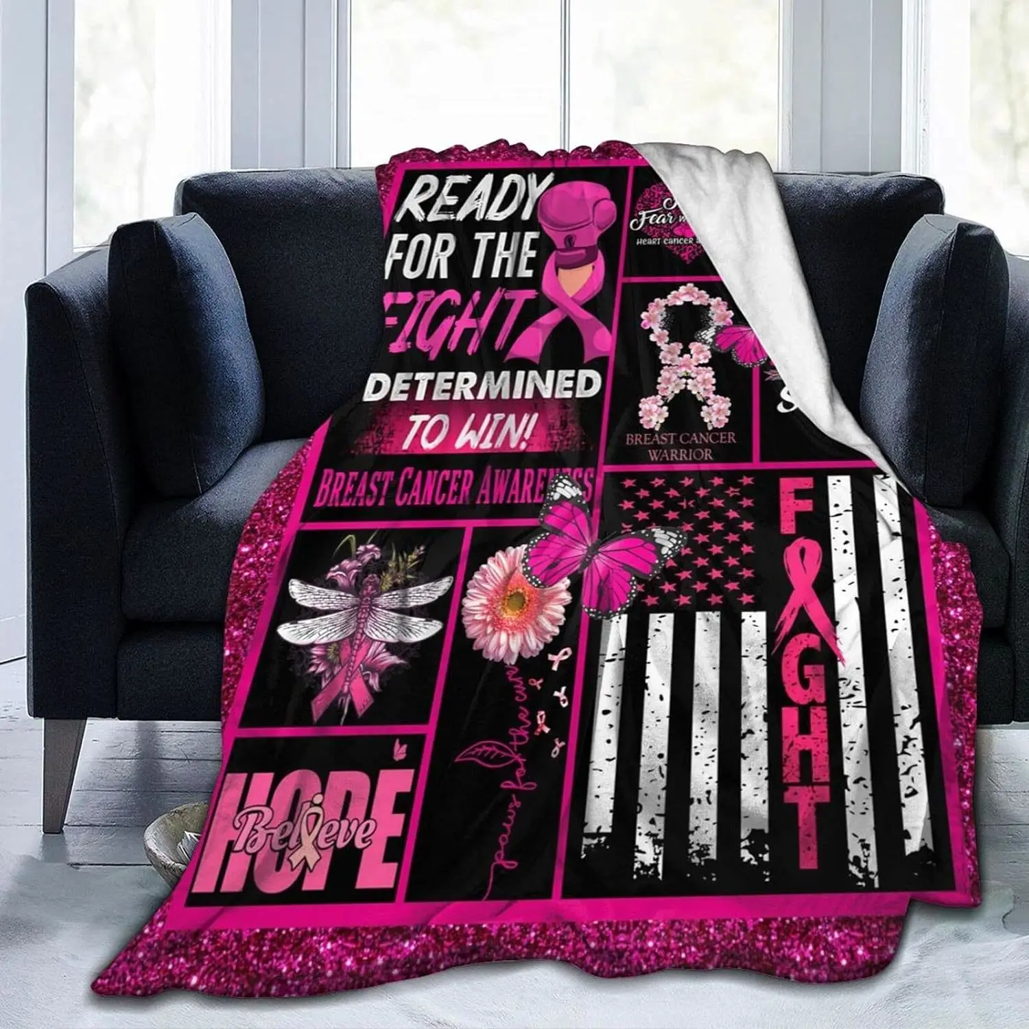 Breast cancer blanket Gift blanket from cancer survivors for women Breast cancer pink healing blanket for women Get well soon