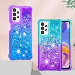 3D Glitter etui na telefony do Samsung Galaxy A52S 5G A32 A22 A52 A72 A02 A12 M12 M02 M32 pokrywy skrzynka Bling dynamiczny płyn Quicksand