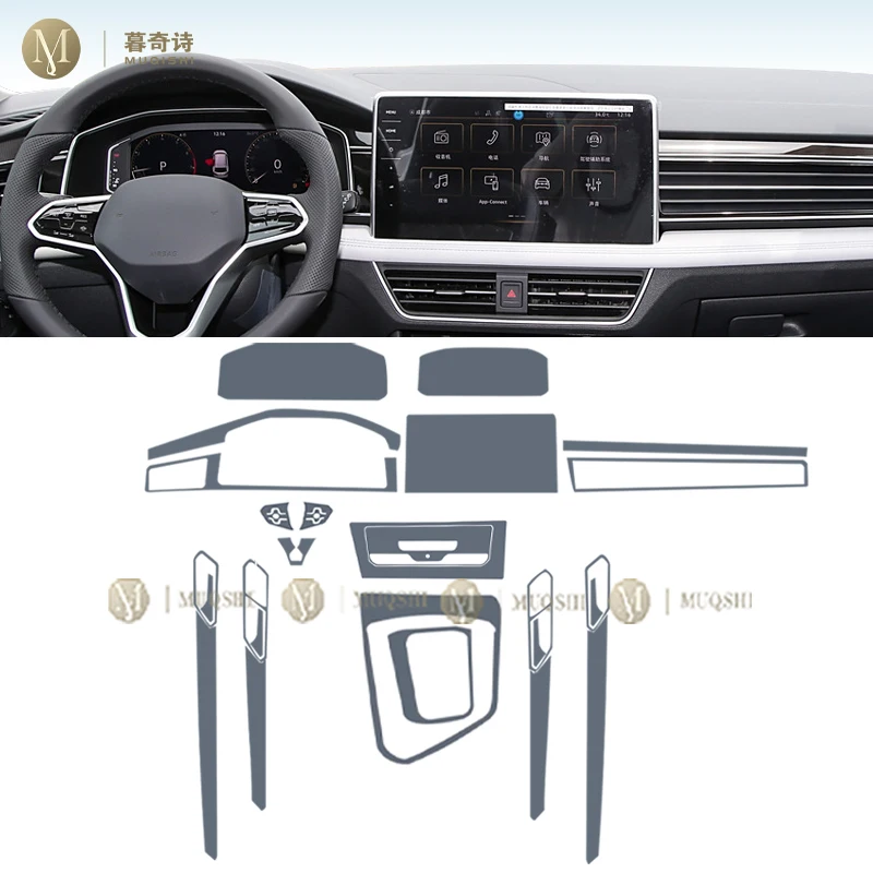 MUQSHI Pre cutting car Interior PPF paint protection film console transparent/matte TPU film refit For Volkswagen Tiguan 22-2024