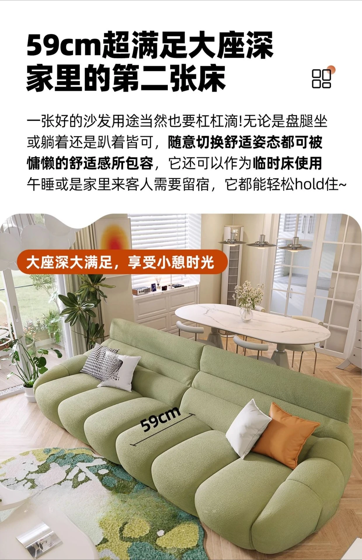 أريكة قماش حديثة وبسيطة وغرفة معيشة صغيرة وأريكة مستقيمة #3