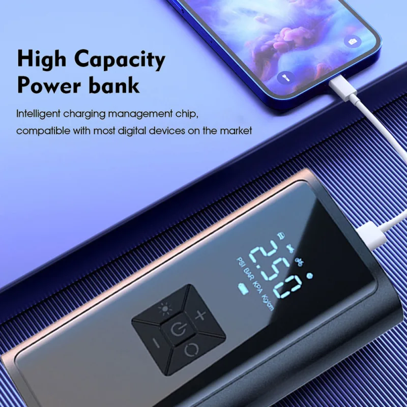 12V Car Digital Tire Inflator 150PSI Air Compressor 4500mAh Inflatable/Flashlight/SOS/Lighting lamp/Power Bank Charging