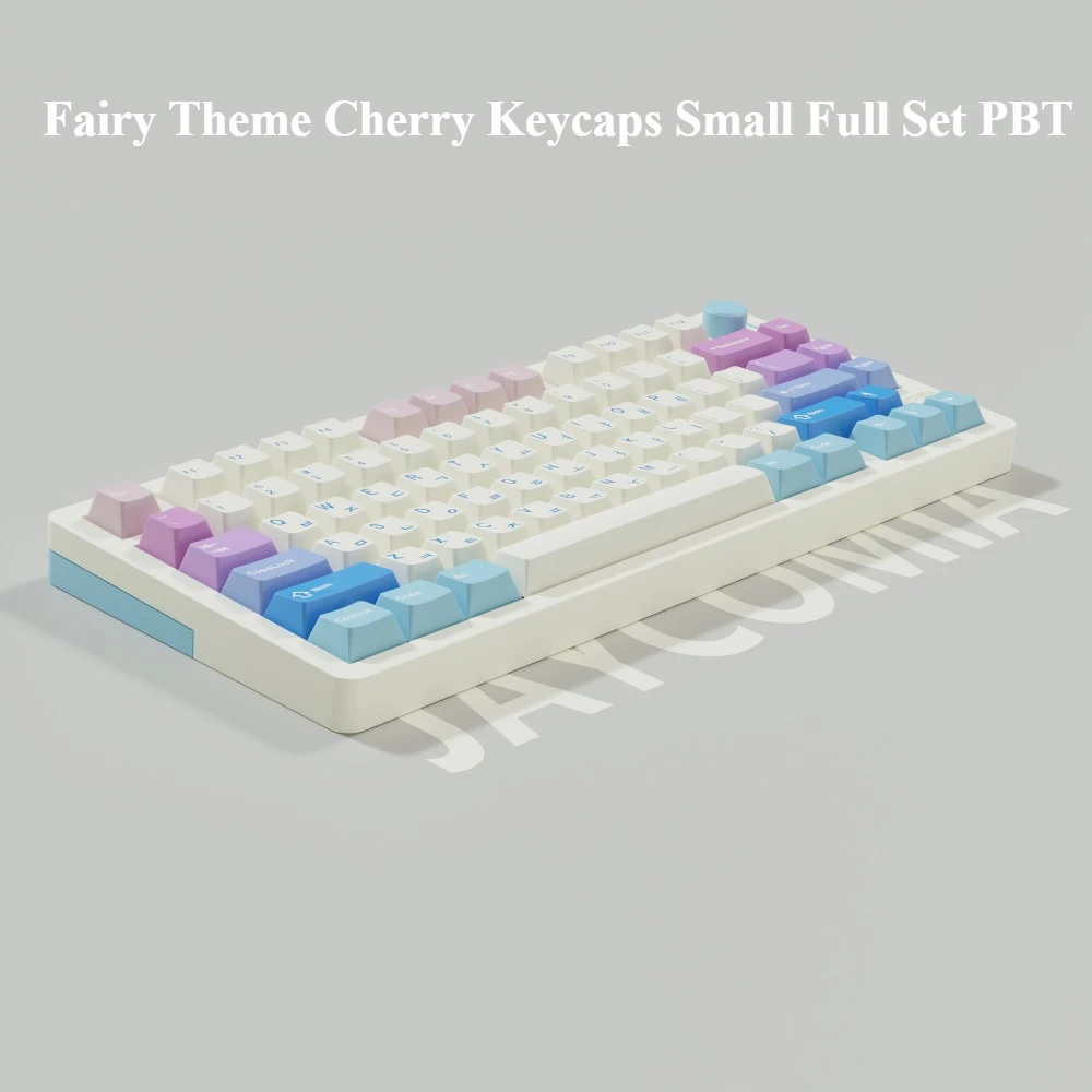 Fairy theme, cherry keycaps, small full set of PBT white and pink, suitable for gaming mechanical keyboard accessories