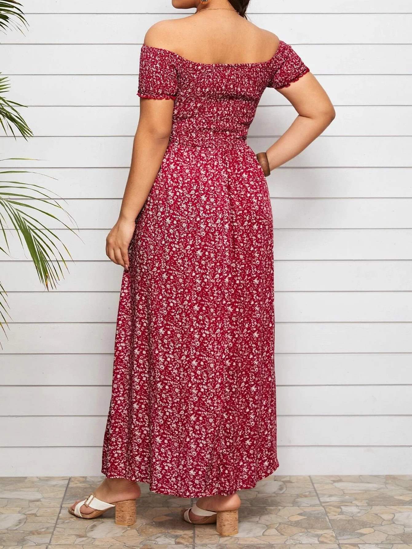 Vestido largo con estampado Floral para mujer, traje bohemio con hombros descubiertos, corte en A, XXXL, 4XL