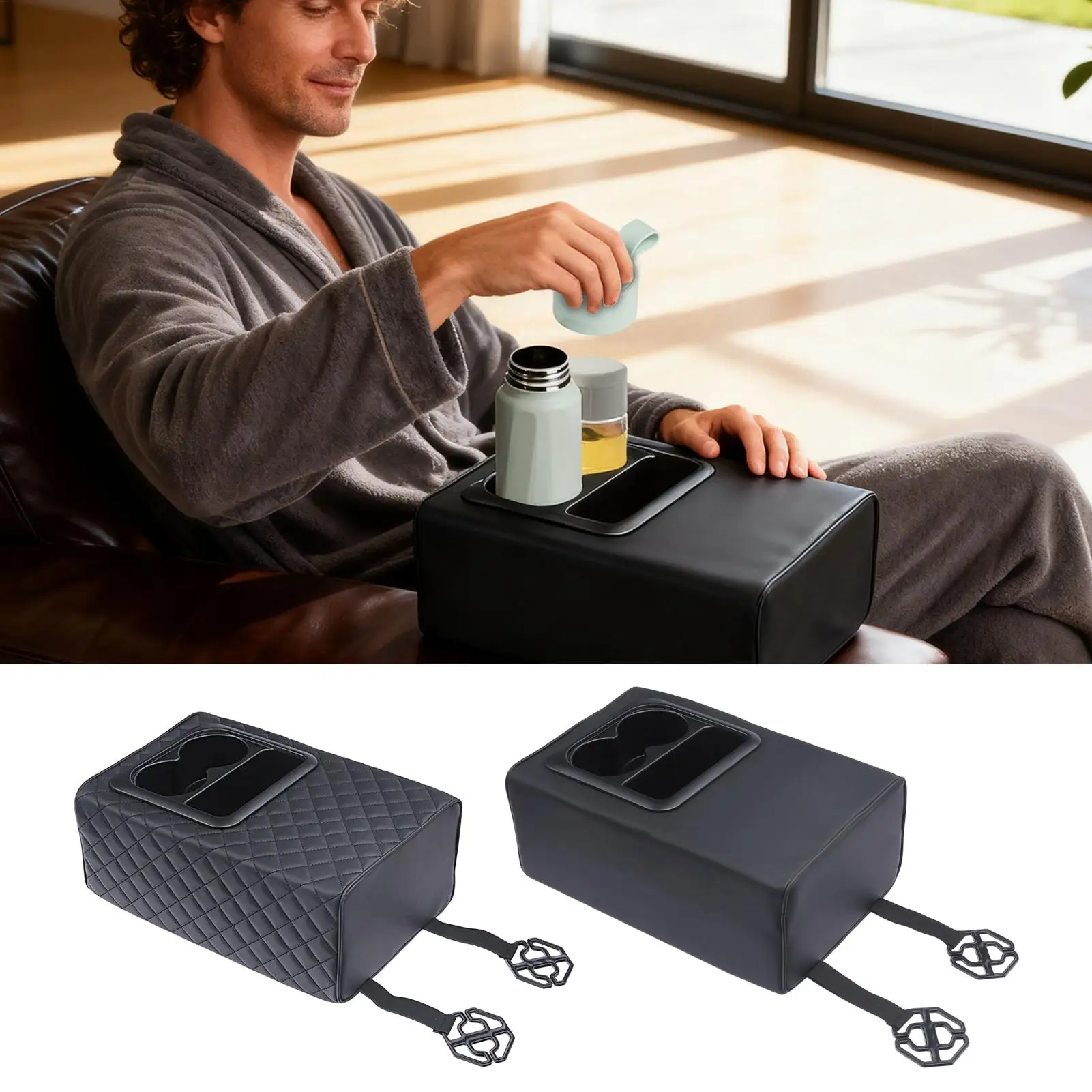 

Backseat Arm Rest Box Automotive Arm Rest Organizer with Cup Holder 2 Row Backseat Center Console for SUV Truck Sedan Vehicle