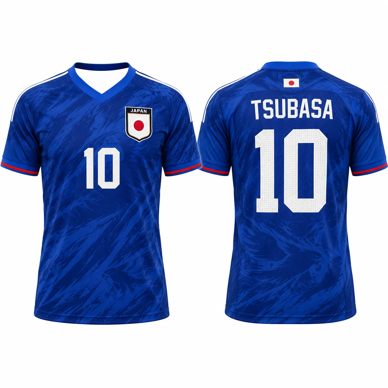2026 Japan Style 10 Soccer Jersey Men Kids Blue Brushstroke Pattern Football Shirt Short Sleeve Anime Inspired Retro Vintage Top