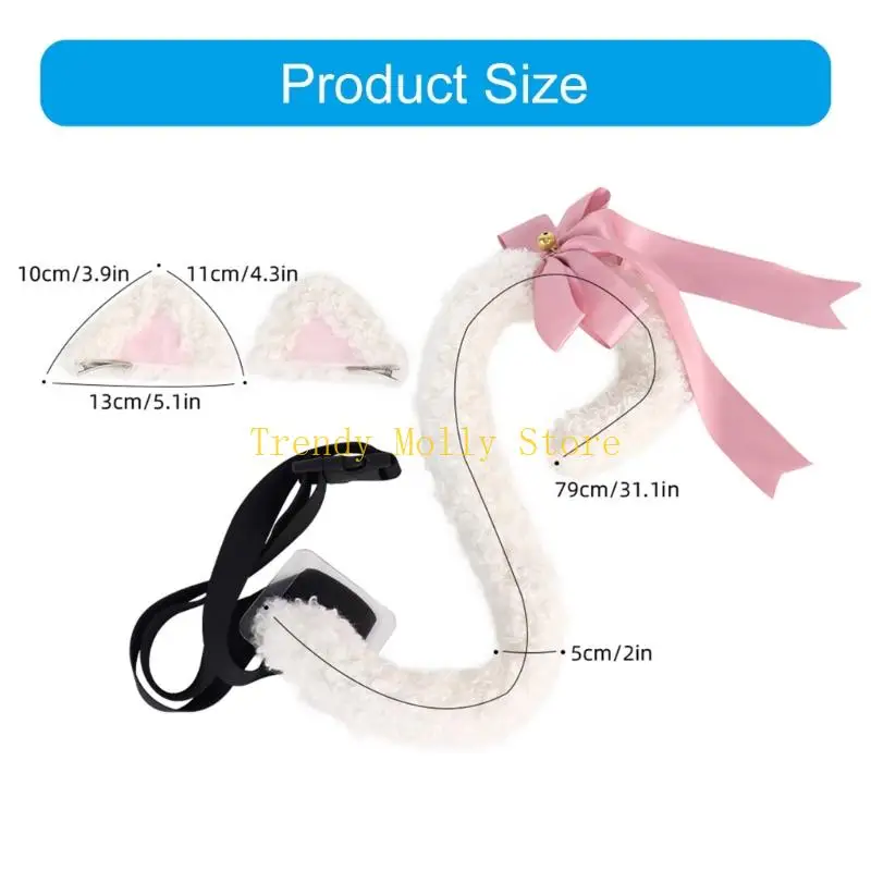 N5KB pièces Queue Oreilles En Peluche Fausse Fourrure Animaux Renards Loup Chats Costume Halloween Déguisement Costume