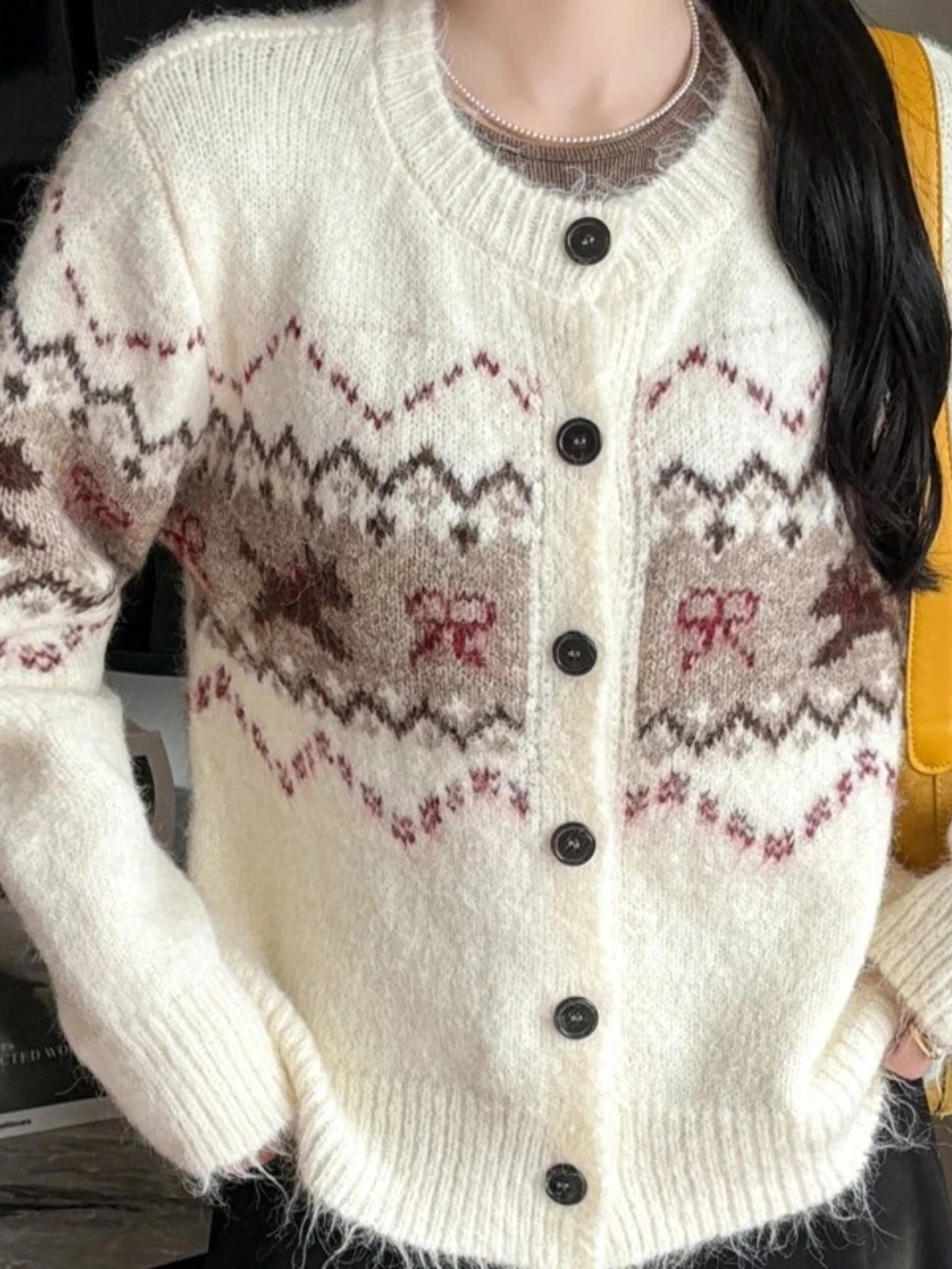 

Новые женские кардиганы в корейском стиле, новый осенний однобортный женский вязаный свитер с круглым вырезом контрастного цвета