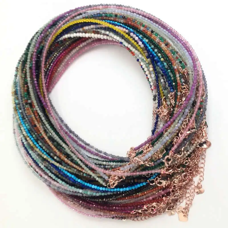 Simplicity Faceted Gem Beads crystal Necklaces Bracelet For Women Natural Stone Chokers Crystal Chain Handmade Yoga Jewelry