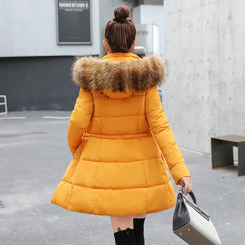 Big Fur Winter Jacket Women Thickened Parka Women Slim Long Coats Down Cotton Ladies Down Parkas Jacket Female Bubble Coat