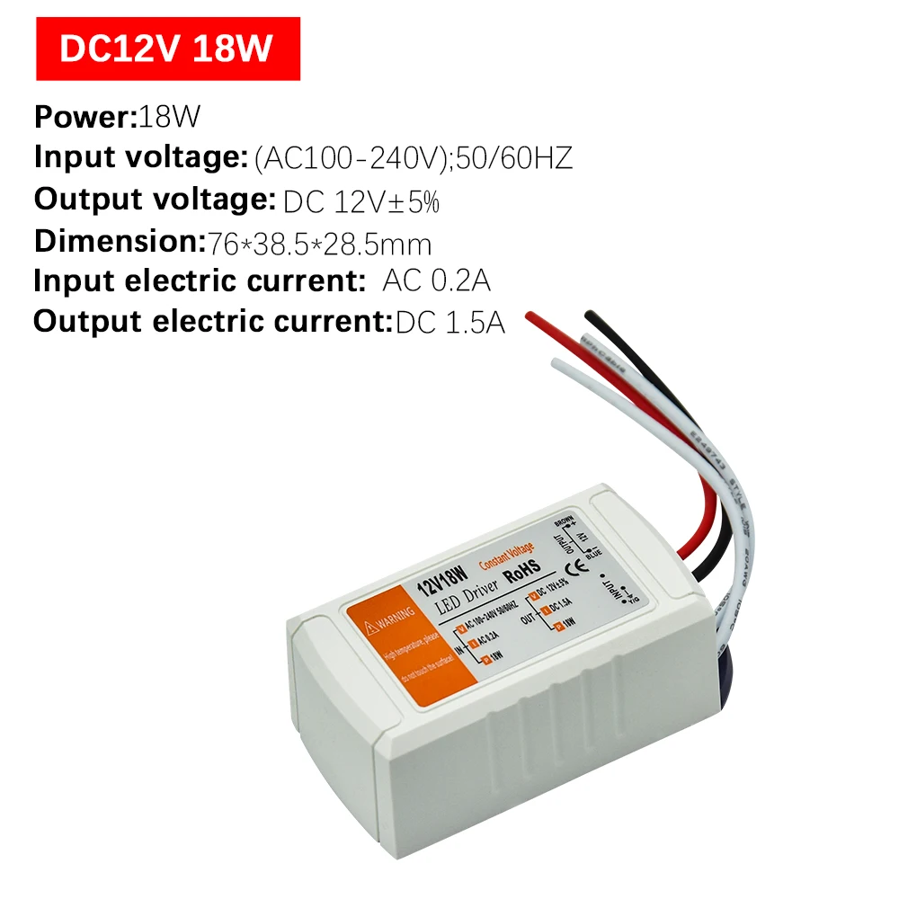 12 zasilacz 12 V sterownik LED 18W 28W 48W 72W 100W AC 110V 220V do 12 V DC transformator oświetleniowy Adapter do taśmy LED CCTV