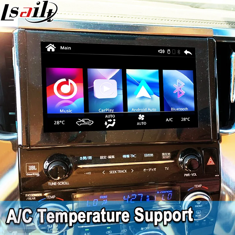 Wireless Apple CarPlay/Android Auto Upgrade Module for Alphard 30 Series Vellfire Toyota Support FM Radio,A/C, Mirroring,Cameras