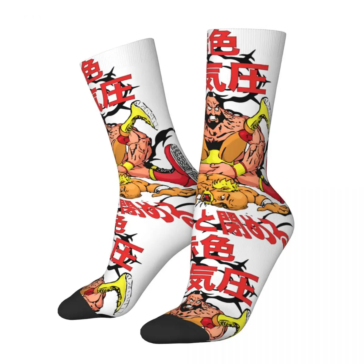 Cool Zangief Red Cyclone Football Socks Street Fighters Polyester Middle Tube Socks for Women Men Sweat Absorbing