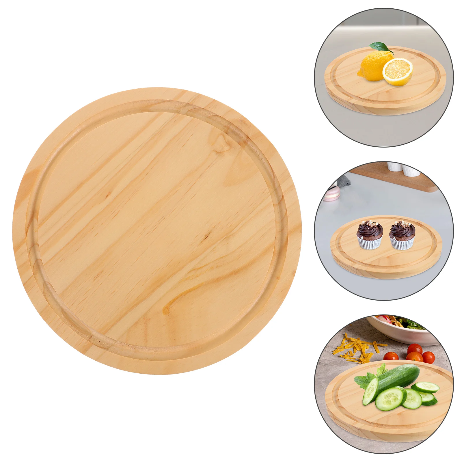 

Pine Cheese Board Round Wooden Cake Tray Tabletop Serving Plate Cutting Board Kitchen Fruit Storage Decorative Bowl