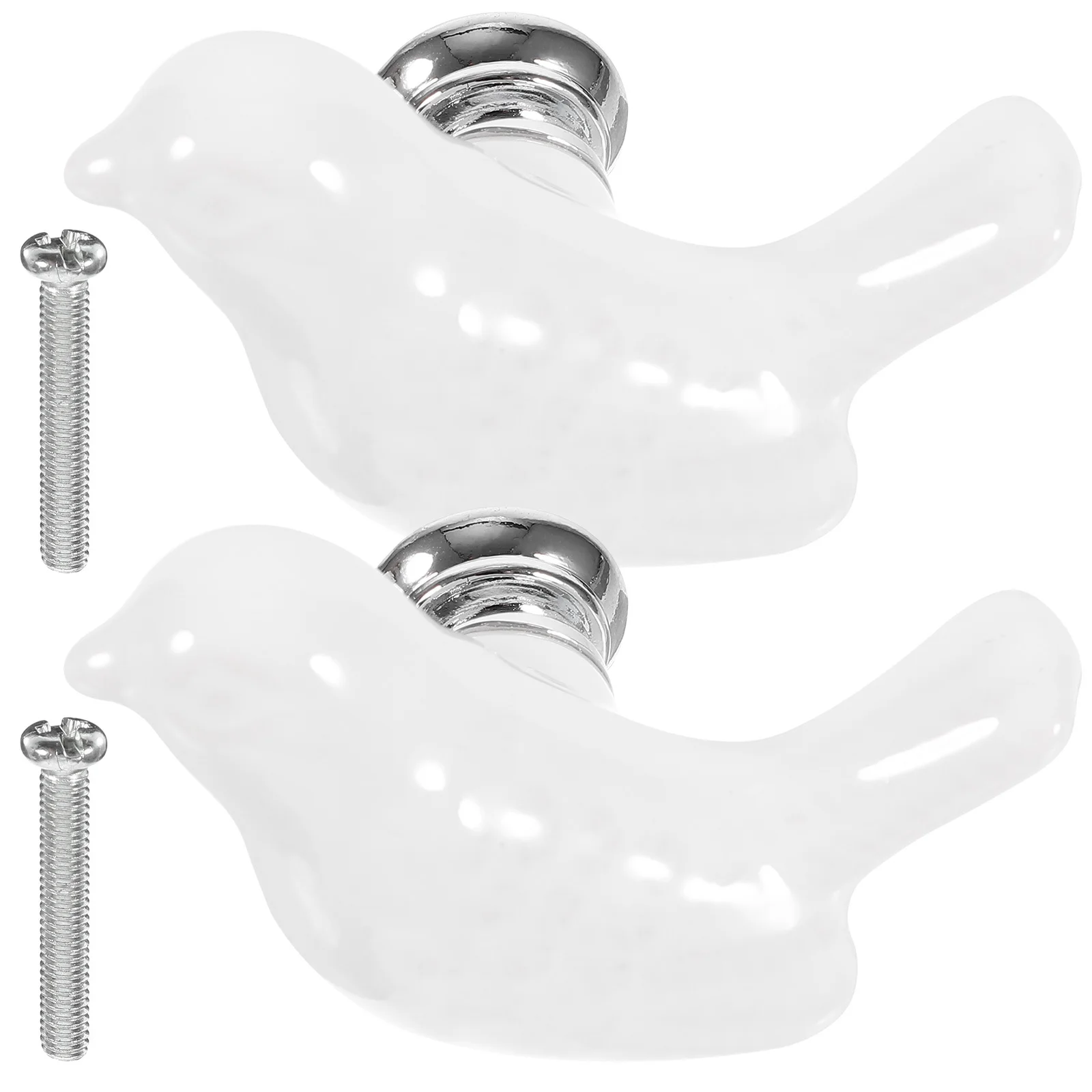 

2Pcs Ceramic Drawer Knobs European Style Exquisite Craftsmanship Modern Home Decor Silver White Cabinet Handle of European Style