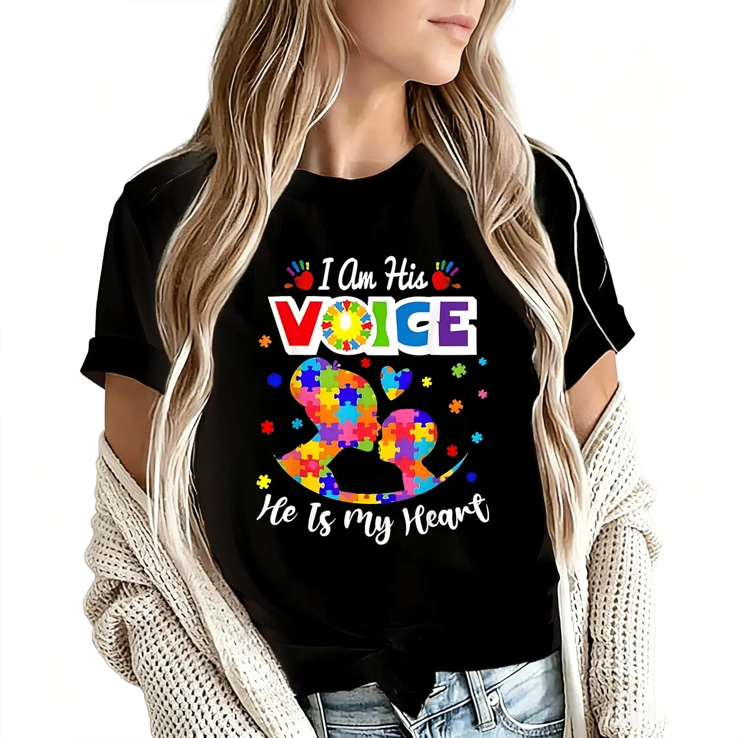 Autism Awareness Women's T-Shirt 100% Cotton Funny Graphic Short Sleeve Tee Novelty Shirt Casual Crew Neck Top S-5Xl