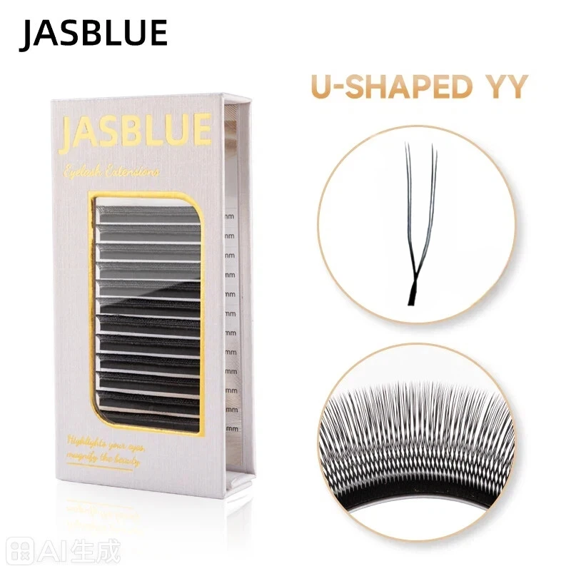 JASBLUE U-shaped YY Eyelash Extension Premium Soft Natural U Shape YY Black Lashes  0.07mm Eyelash Lines