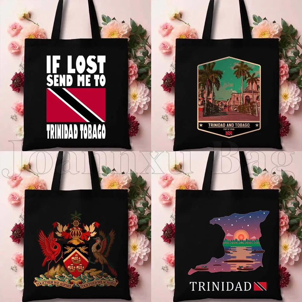 

Trinidad Tobago Map Flag Trinidadians Cute Birthday Gift Upgraded Straps Shoulder Canvas Tote Bag Shopping Women Shopper Handbag
