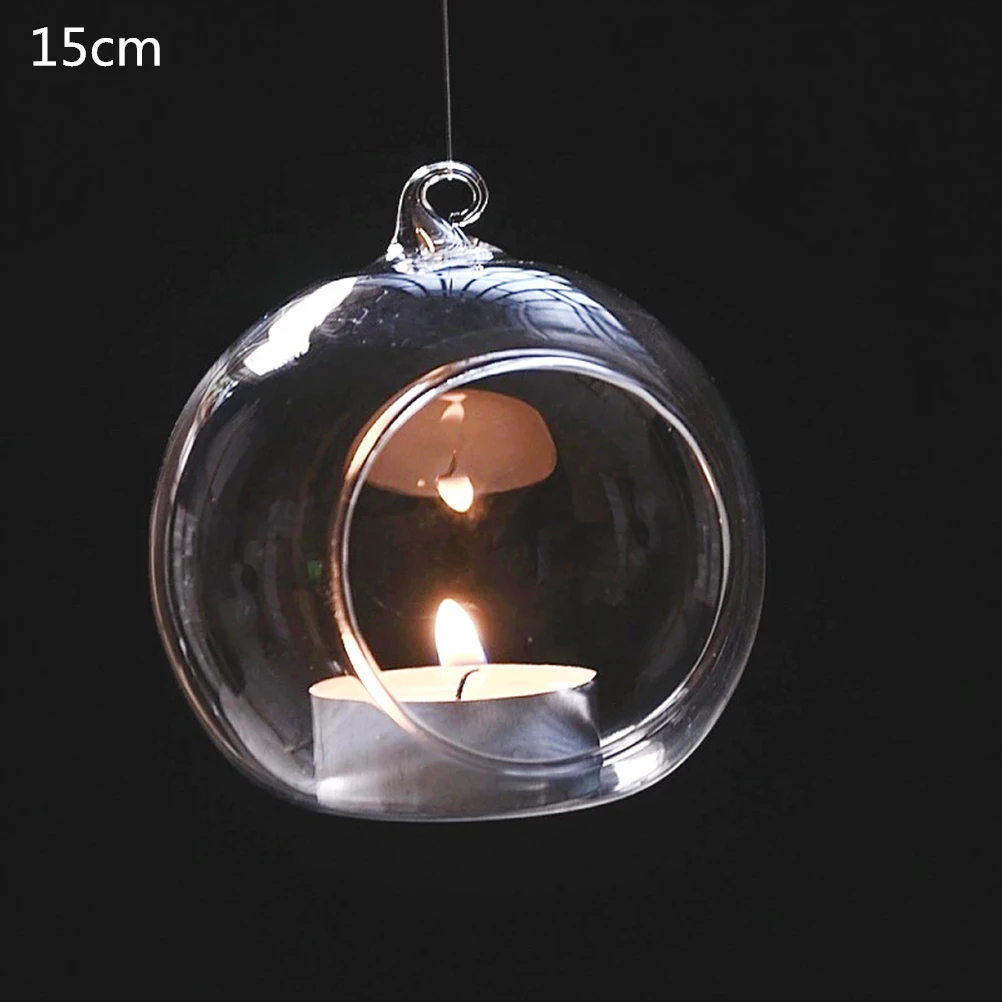 Round Bubble Hanging Clear Glass Terrarium Air Plant Tea Light Candle Holder