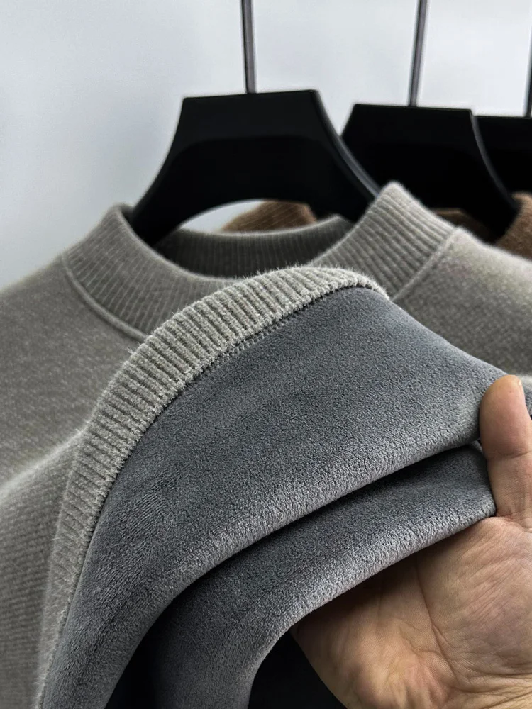 Thiened f-High Collar One-Piece Fce Knitted Sweater Men's Winter Warm Base irt Youth Inner Wear Faionable Ci Sle