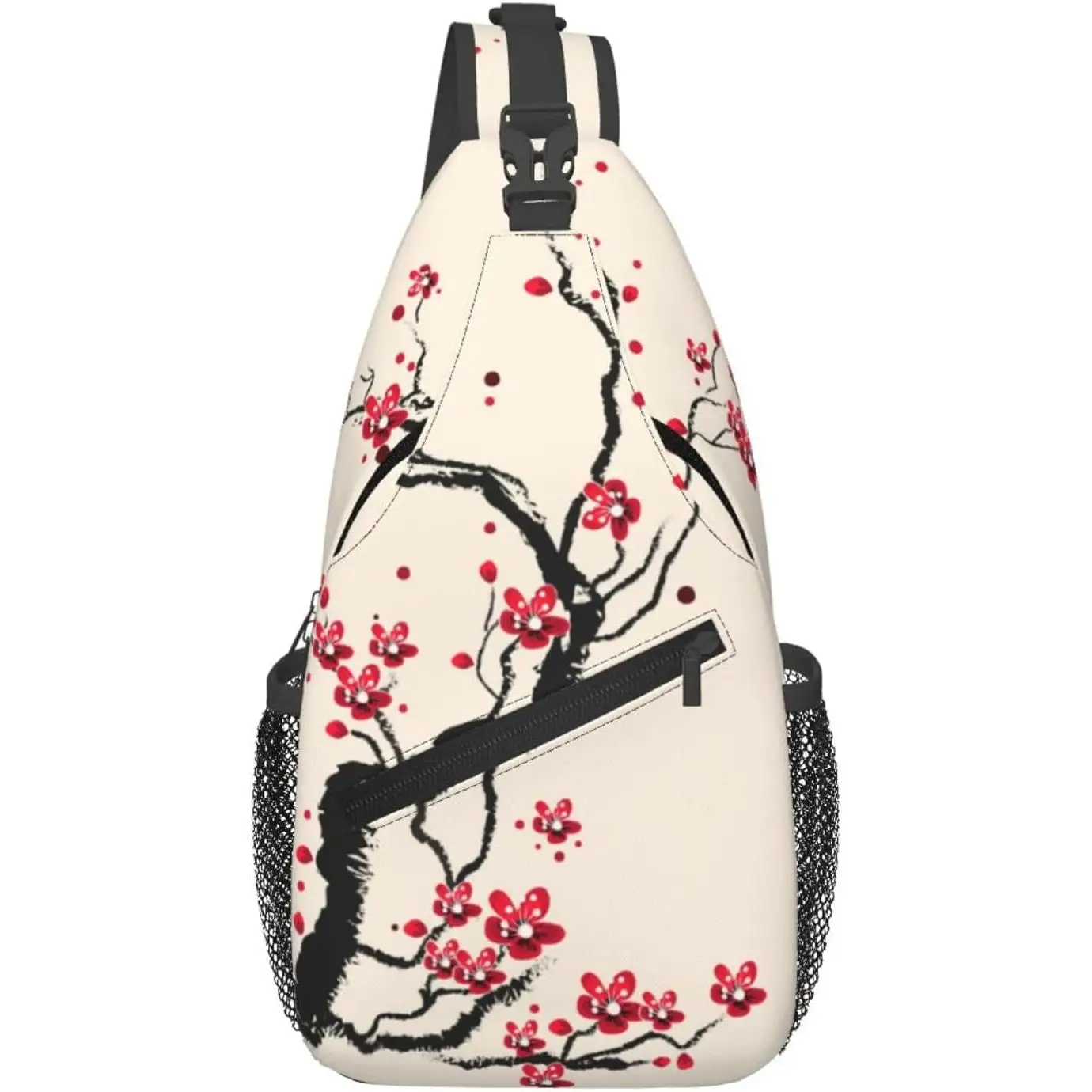 

Сумка-слинг с вишневым цветом для женщин и мужчин, весенняя ветка цветов с цветочным узором, рюкзак через плечо, милый рюкзак на слинге с цветочным принтом