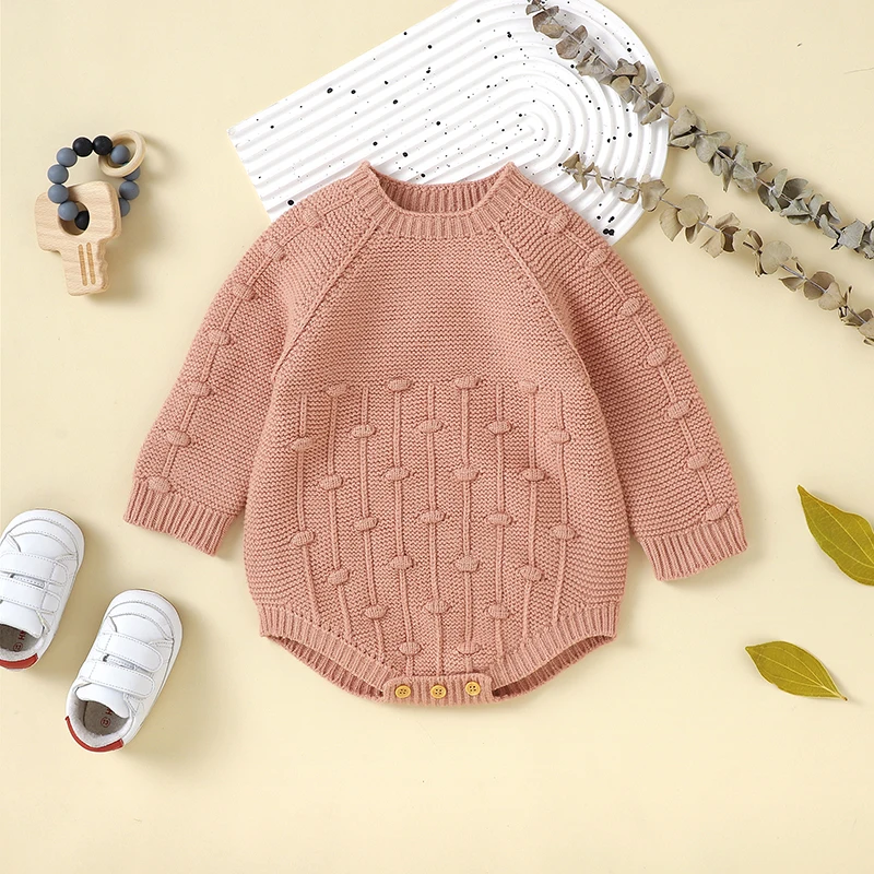 

Baby Bodysuits Knitted Newborn Girl Boy Jumpsuit Long Sleeve Autumn Rompers Infant Clothes Fashion Solid Overalls 0-18M Playsuit