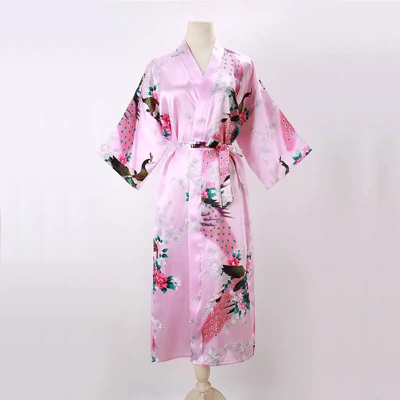 New Style Japanese Traditional Kimono Gown With Obi Popular Print Flower Pajamas Women Silk Large Size Bathrobe Yukata Dress