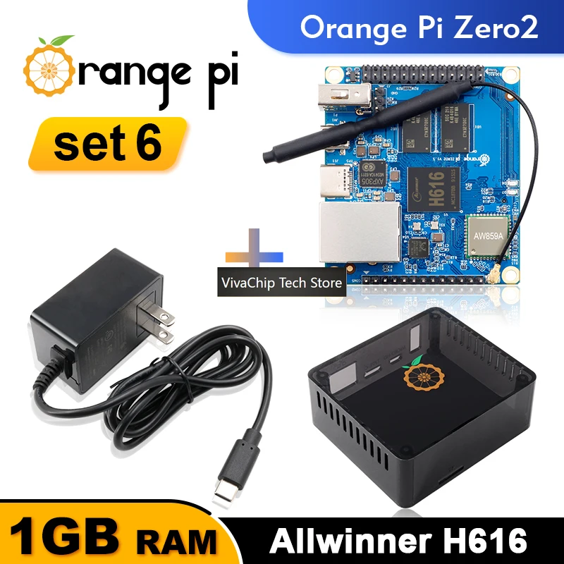 VivaChip TechOrange Pi Zero 2 + Power Supply + Case Single Board Computer 1GB Ram BT5.0 WIFI Run Android10 Ubuntu Debian OS Deve