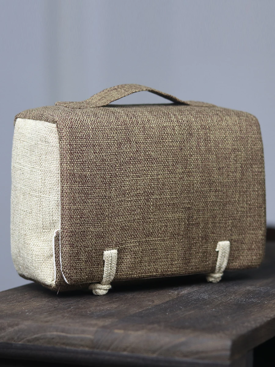 

Portable Outdoor Travel Bag Large Handheld Storage Pouch for Gongfu Tea Set Chinese Sle Linen Material Daily Use Scenarios