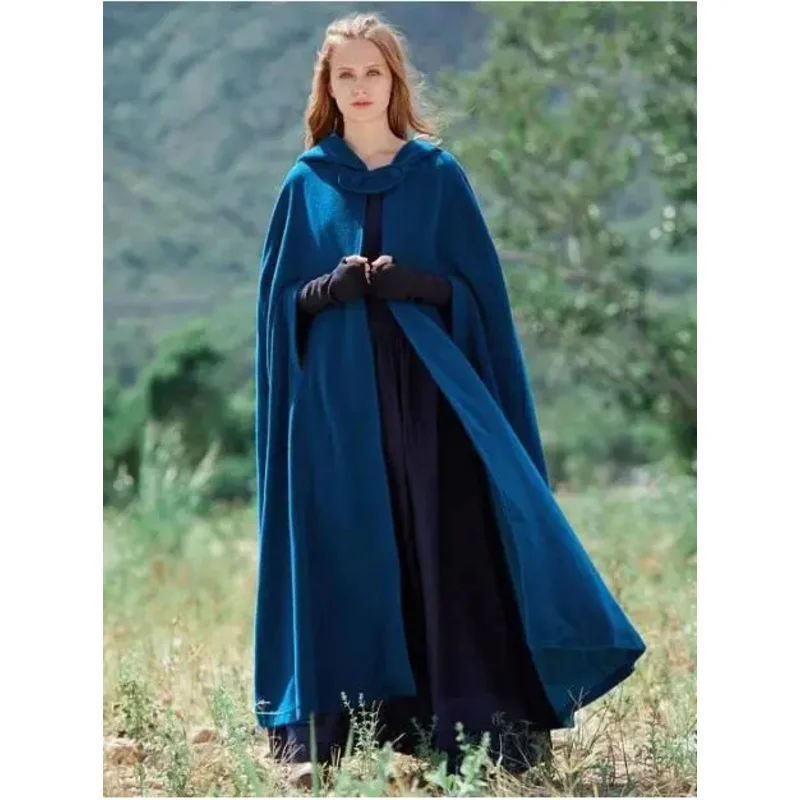 Mantello lungo da donna Mantello con cappuccio Mantello in misto lana Cappotto senza maniche Cardigan invernale Caldo scialle cosplay ropa mujer mantello femme XC6648