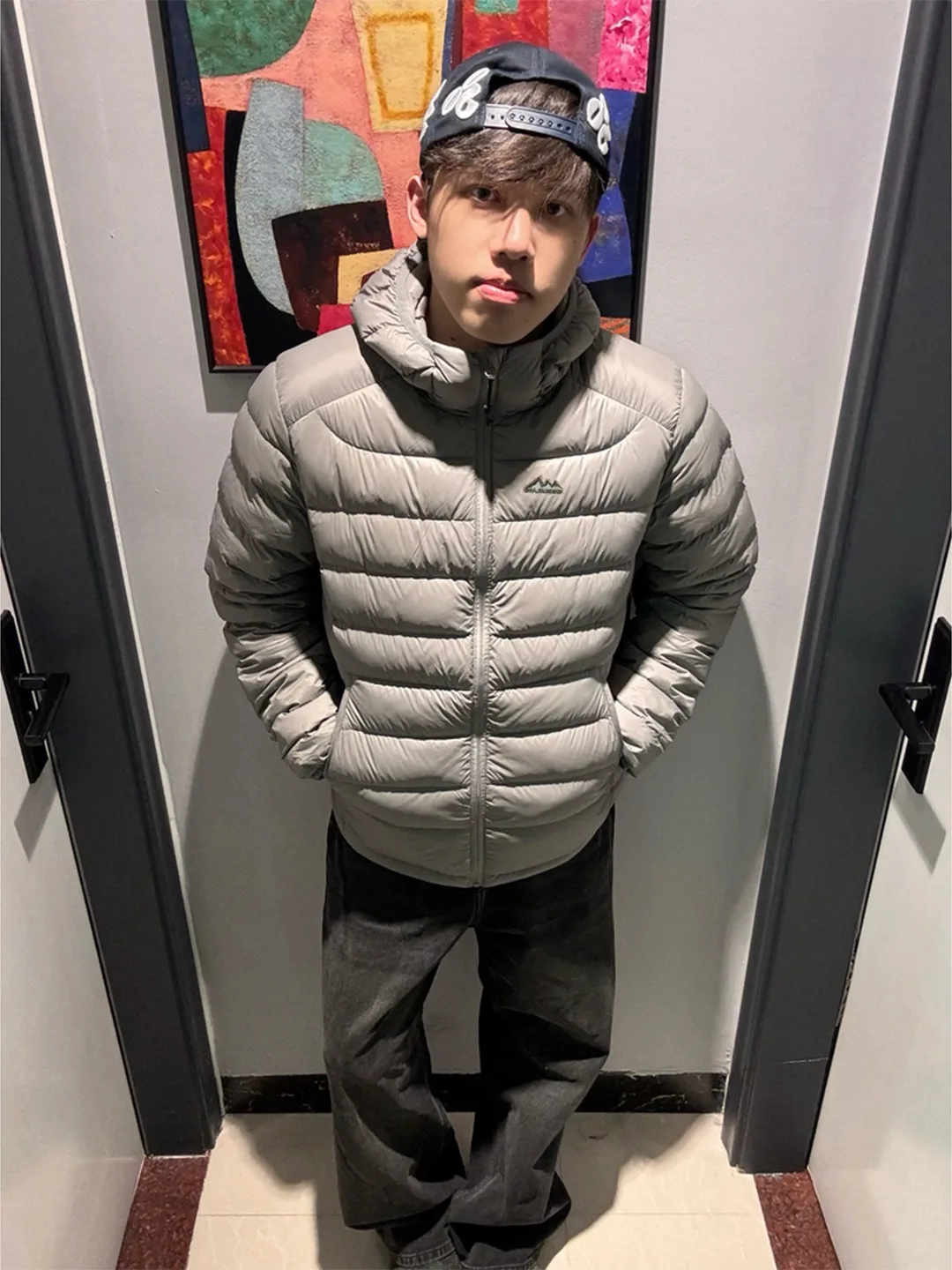 

American Sle Lightweight Thiened Men's down Cotton Jaet Winter Snow Mountain Embroidery Warmth Outerwear Coat