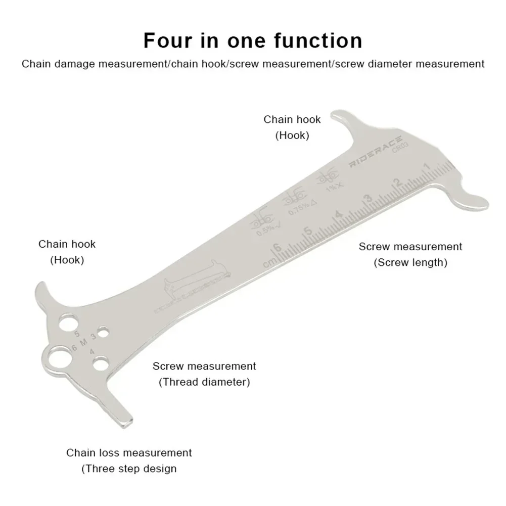 Bike Repair Tool Chain Checke Ruler Cycling Replacement Indicator Silver Stainless Steel High Quality For Bicycle