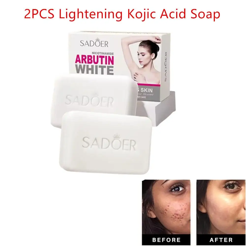 

2pcs OEM 100G Shower Home Made Exfoliating Vegan Whitening Skin Lightening Kojic Acid Body Bar Whitening Soap