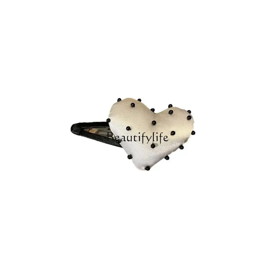 

Sponge Love Bang Side Clip Barrettes Pearl Leather Cover Hair Ring