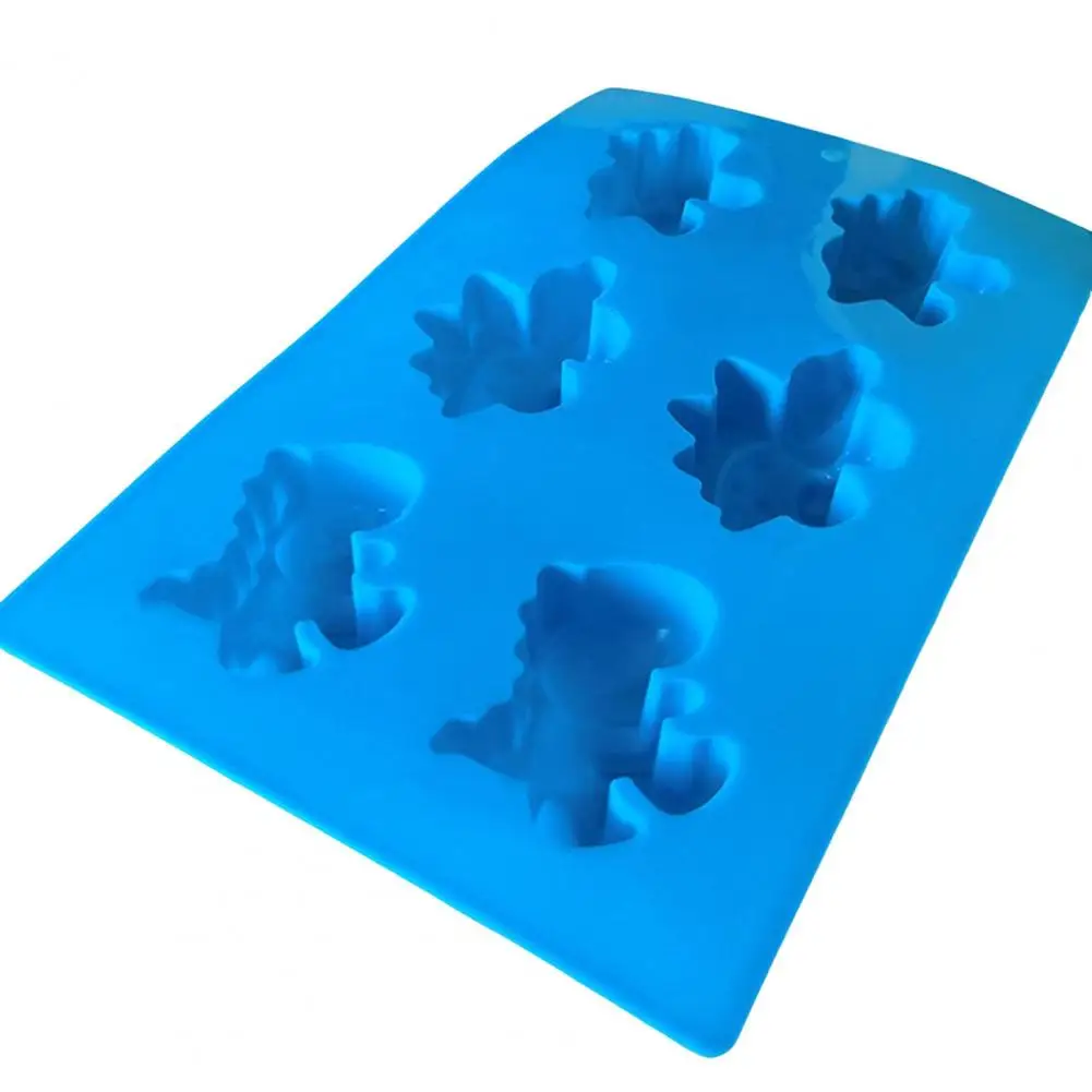 Bandejas de hielo para congelación uniforme, bandejas para cubitos de hielo de 6 cavidades, molde de Chocolate de dinosaurio, bandeja de cubitos de hielo de silicona antiadherente de 6 cavidades para tarta de queso