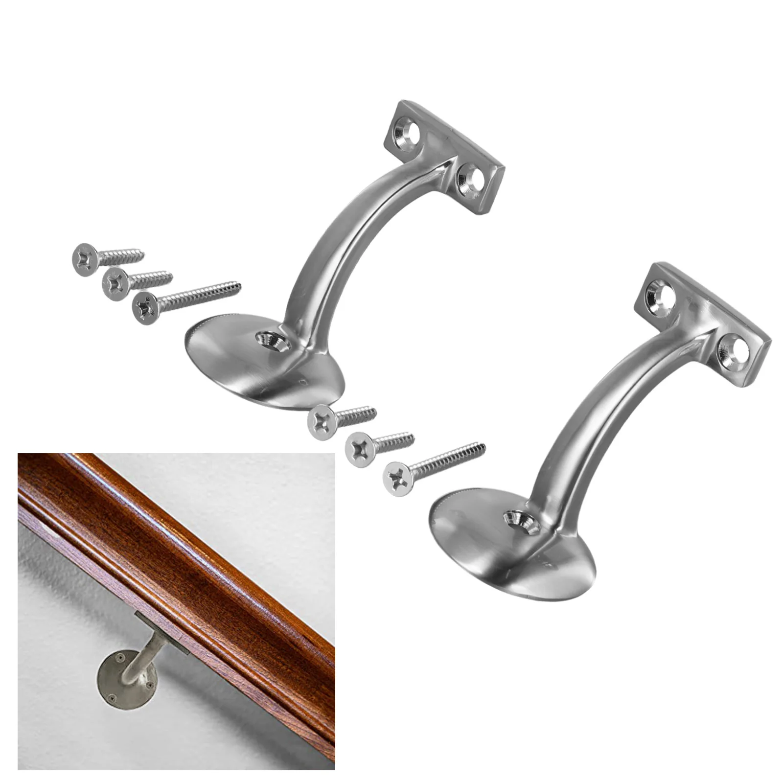 2 Pack 3 Inch Matte Black Handrail Stair Bracket Stair Handrail Bracket Zinc Alloy Staircase Bracket Sleek Matte Brackets
