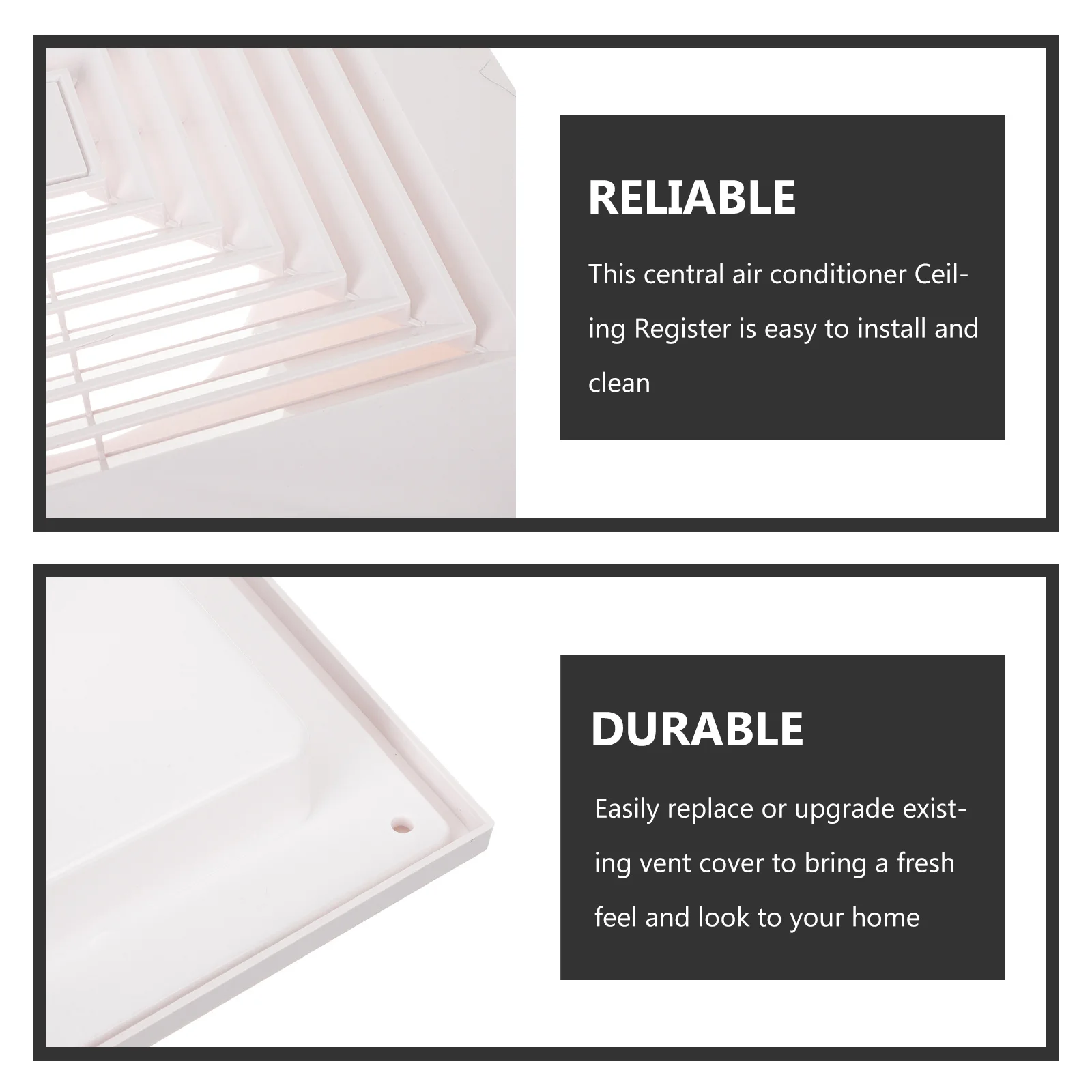 6-Inch Square Ceiling Grille Cover Plastic Air Vent Register Diffuser For Bathroom Kitchen Ac Return Ducts Indoor Exhaust