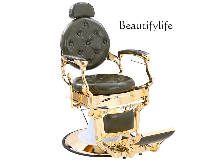 

Retro barber chair European haircan be lifted and lowered salon can be reclined barber