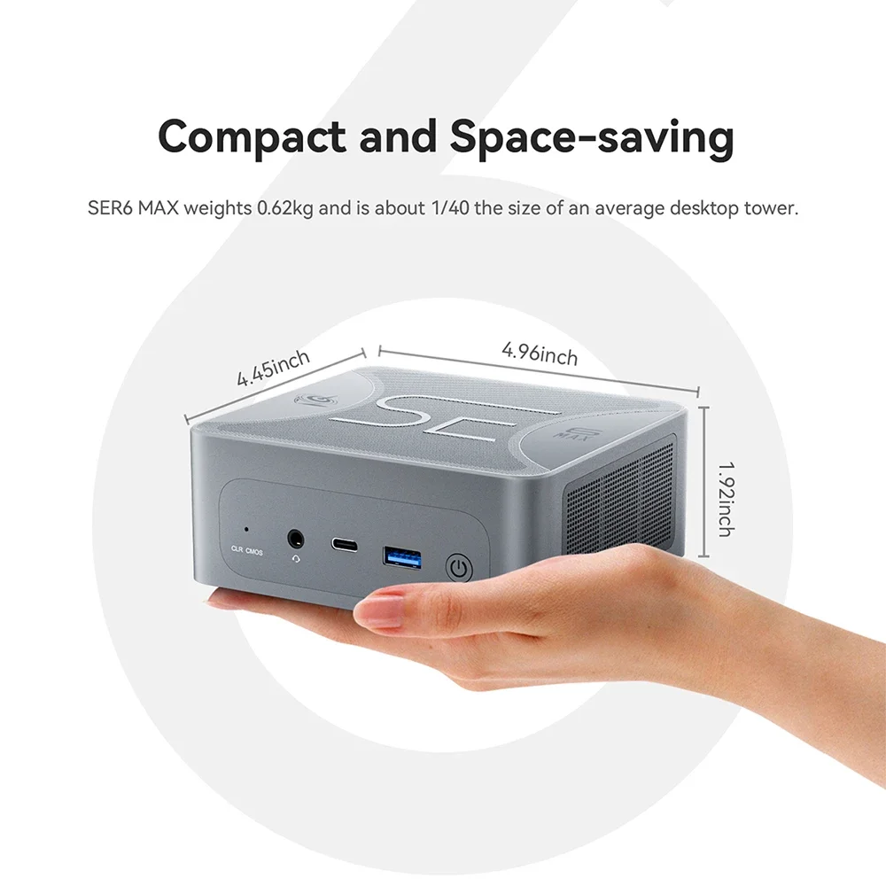 Beelink SER6 Max 7735HS Mini PC AMD R7 CPU 8 Cores Dual SO-DIMM DDR5 32G 1TB SSD 2.5G LAN Computer Gaming Mini Pc