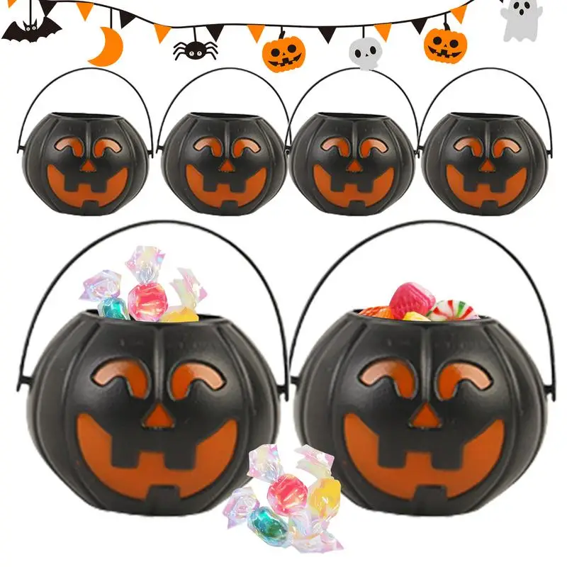 

Pumpkin Trick Or Treat Buckets 6PCS Halloween Goodie Bags Halloween Candy Holders Container Halloween Goodie Bags Halloween Cand